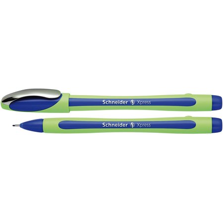 Schneider Pen Xpress Fineliner Pen, Fiber Tip, 0.8 mm, Green, 10PK 190003